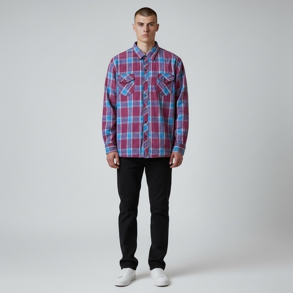 Vintage Branded Lion Mens Flannel Shirt Jacket Size XL (Long) - Picture 2 of 8